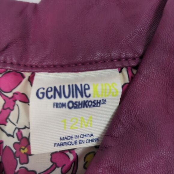 Purple Leather Jacket 12M From OshKosh Girls‎ Full Zip Leather Jacket - Picture 2 of 5